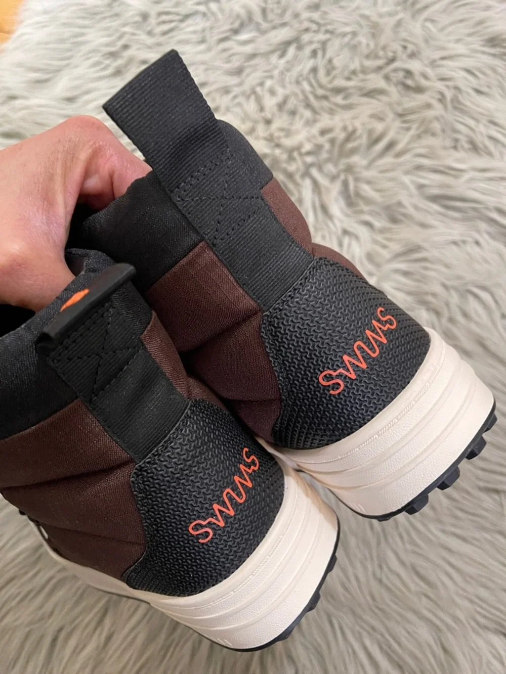 Swims Brown Black White High-Top Waterproof Boots